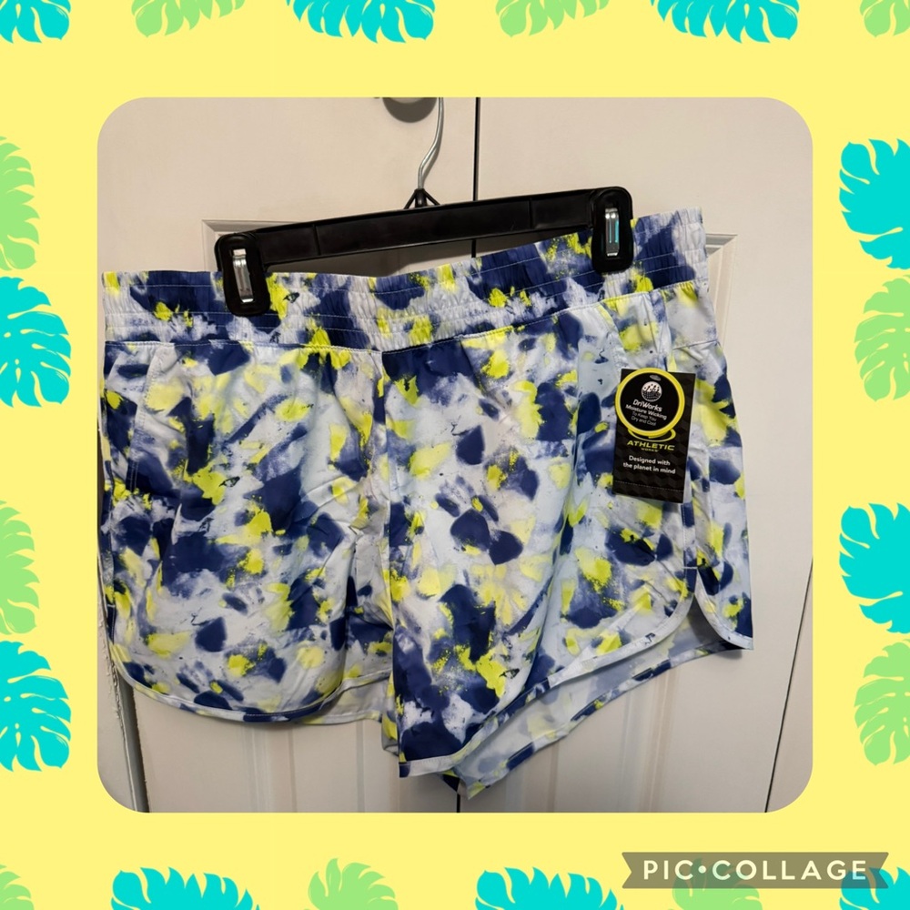 Women's Blue and Yellow Patterned Shorts NWT